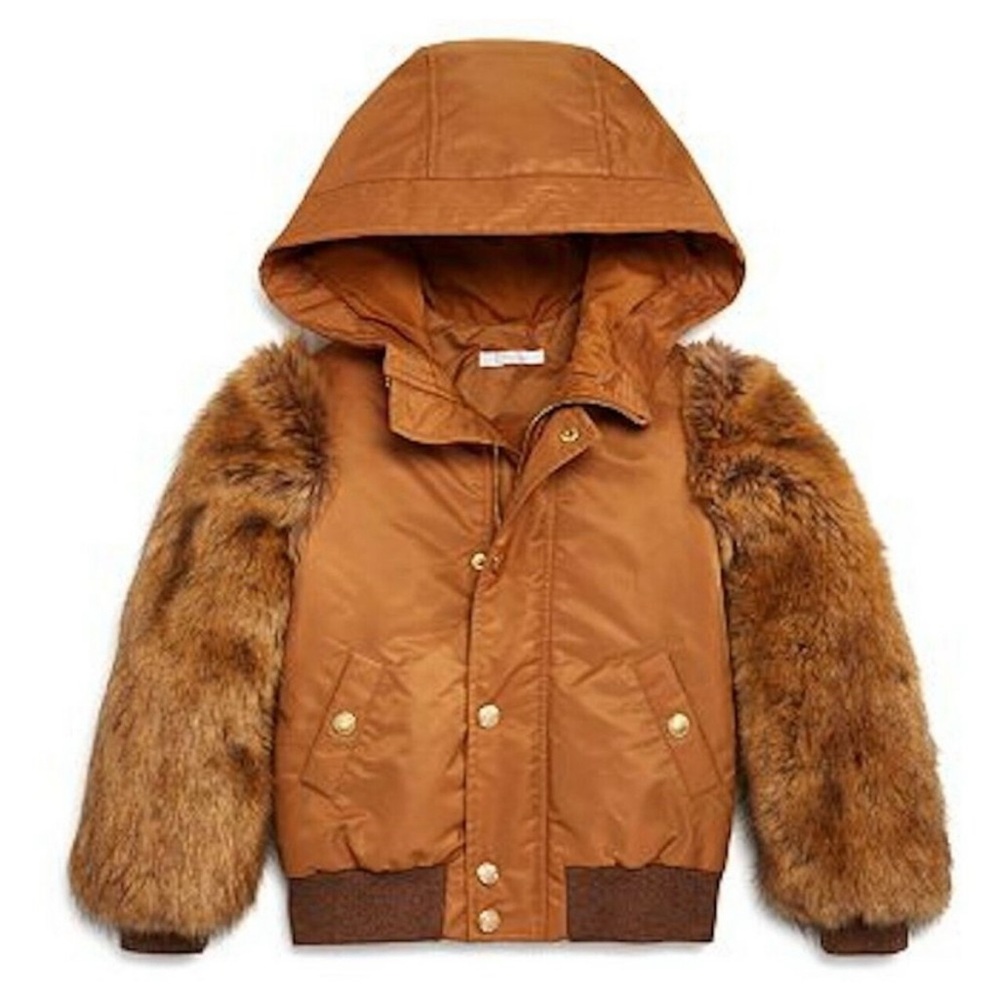Chloe Girls Faux Fur Sleeve Bomber Jacket. Size 10 (Girls) Excellent condition.